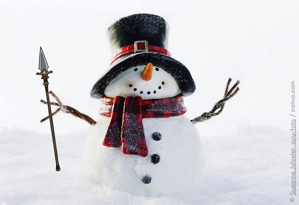 Winterblues Winterdepression vertreiben Schneemann mit hilfreicher Waffe